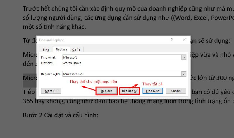 tìm kiếm và thay thế trong Word