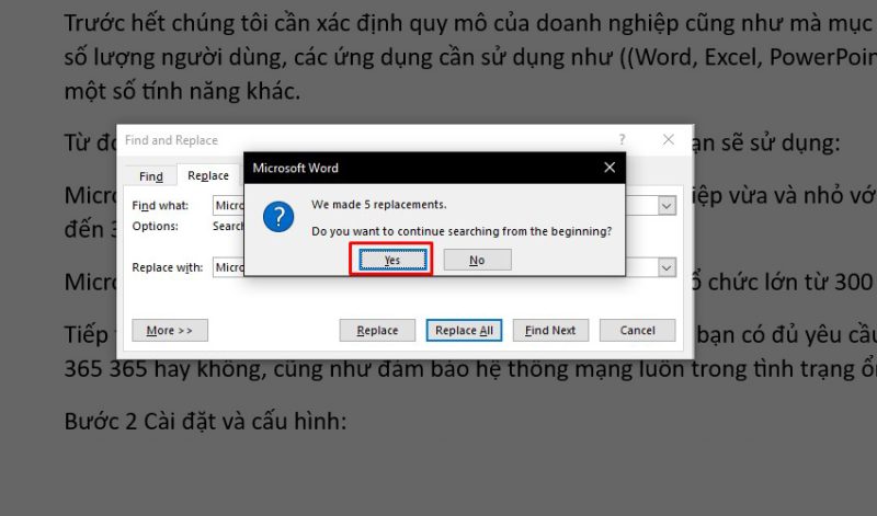 tìm kiếm và thay thế trong Word