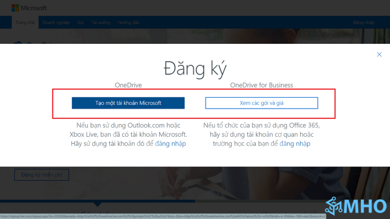 đăng nhập onedrive trên máy tính