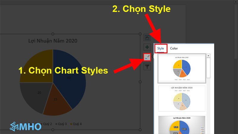 cách vẽ biểu đồ tròn trong word