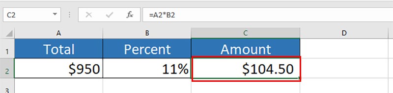 tính phần trăm trong excel