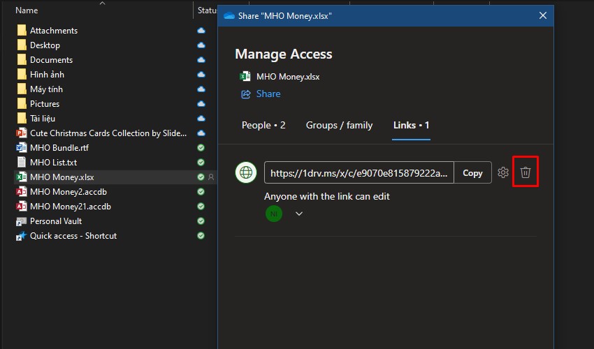 Cách để ngừng chia sẻ file