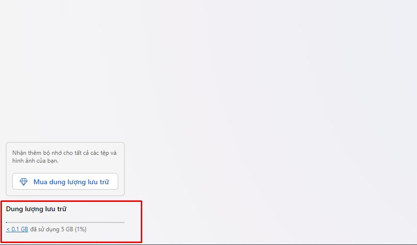 Kiểm tra dung lượng OneDrive trên trang web