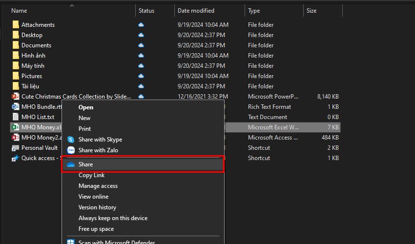 Chia sẻ file và thư mục