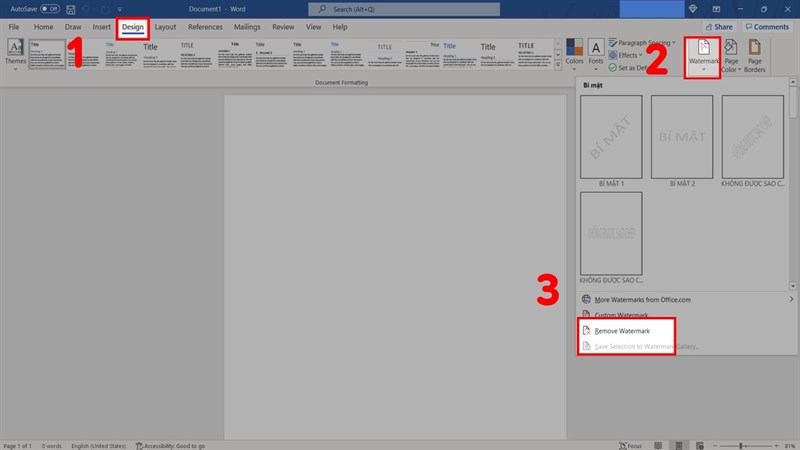 Cách xóa Watermark "Nhanh Gọn Lẹ" trong Word