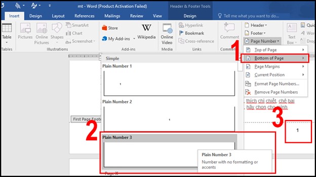 Các bước thêm số trang cơ bản