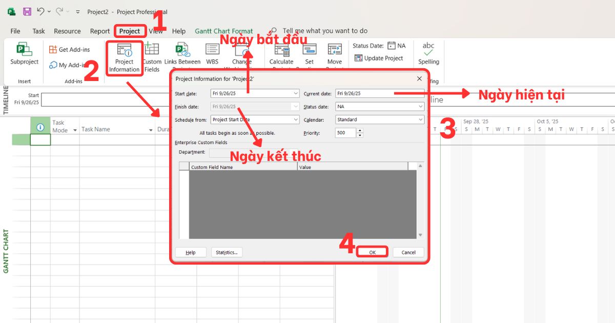 Microsoft Project là gì Tạo dự án mới trong phần mềm Microsoft Project