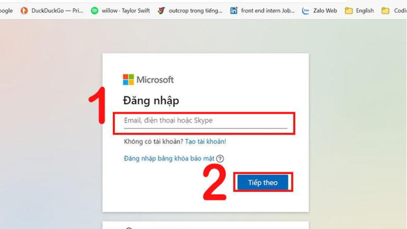 Cách đăng nhập tài khoản Microsoft thông qua trình duyệt Web