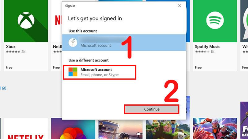 Cách đăng nhập Microsoft bằng Microsoft Store