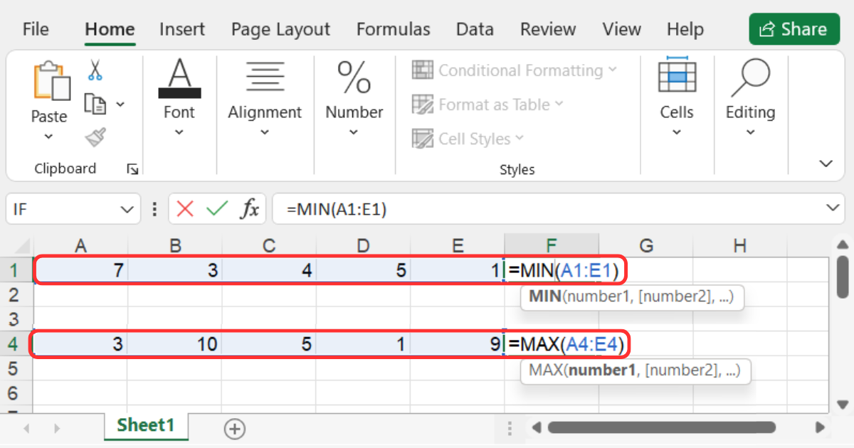 Hàm MIN / hàm MAX (Giá trị nhỏ nhất/ giá trị lớn nhất)