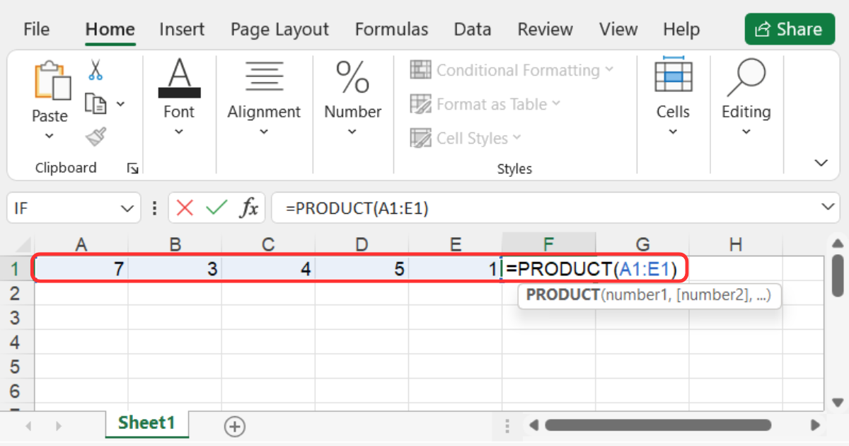 Hàm PRODUCT (Tính tích)