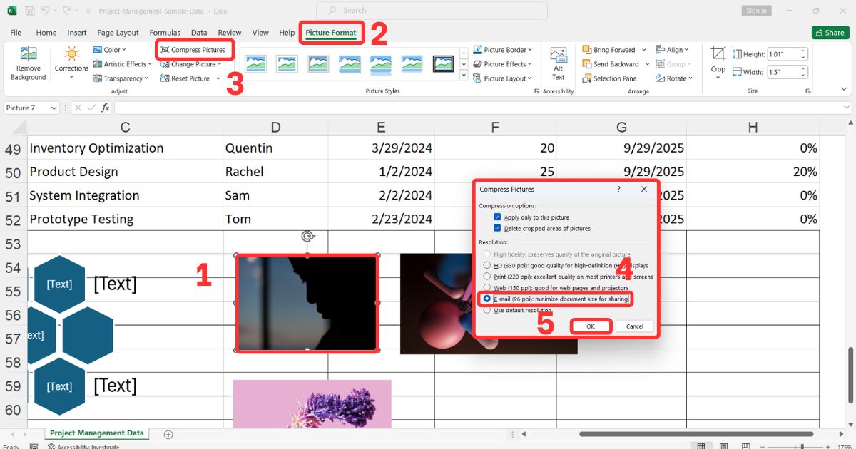 cách kiểm tra tại sao file Excel bị nặng Nén và xóa hình ảnh, đối tượng