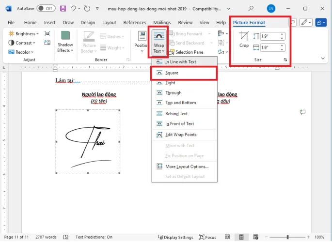 dieu chinh chu ky 4 bước chèn chữ ký viết tay trong Word
