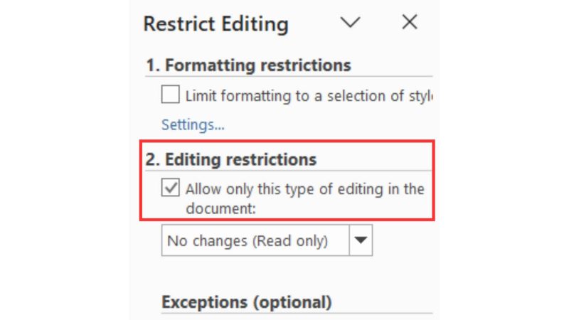 Cài đặt chế độ bảo vệ văn bản bằng Restrict Editing