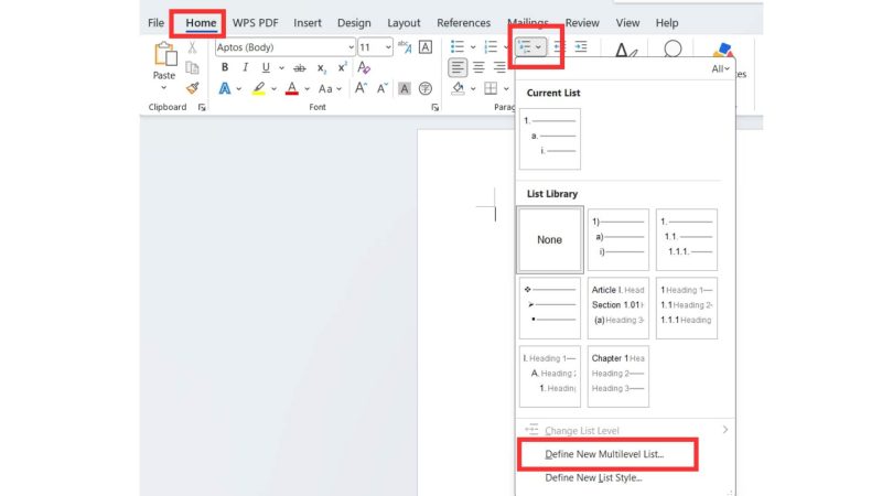 Đánh số Điều/Khoản tự động bằng Multilevel List