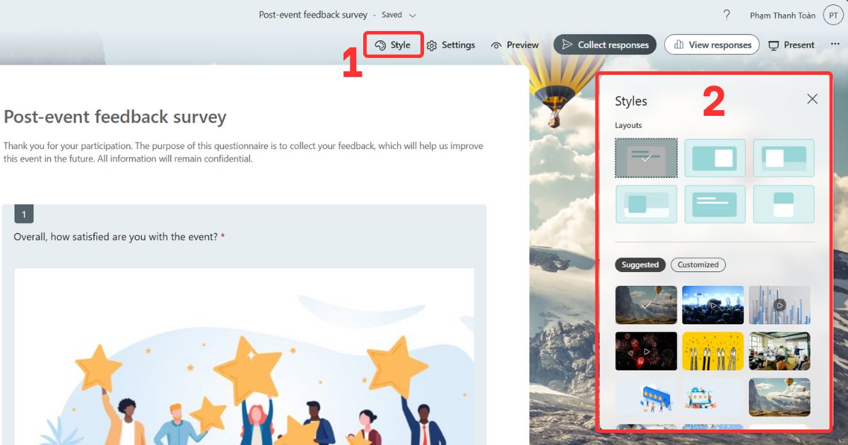 Hướng dẫn sử dụng Microsoft Forms Tùy chỉnh theo đúng giao diện của biểu mẫu