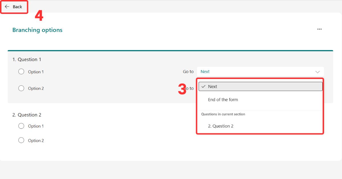 Hướng dẫn sử dụng Microsoft Forms Câu hỏi rẽ nhánh (Branching)