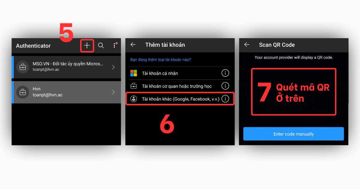 microsoft authenticator là gì Thêm tài khoản khác (Google, Facebook,...)