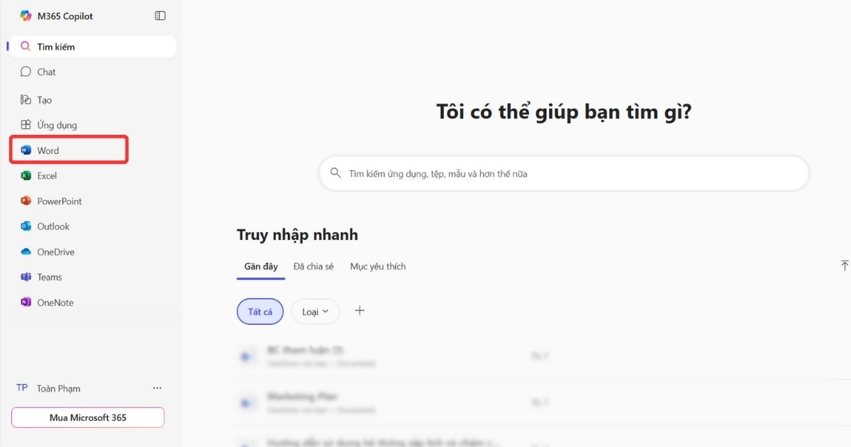 Cách tạo và mở file Word Online trên Office Online phiên bản web