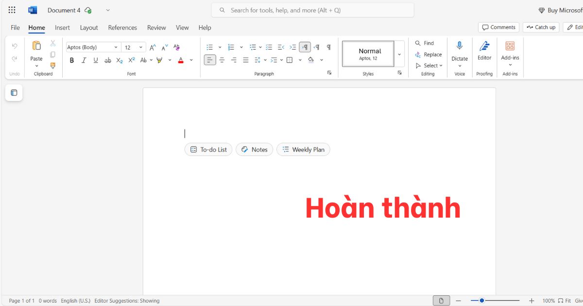 Cách tạo và mở file Word Online trên Office Online phiên bản web
