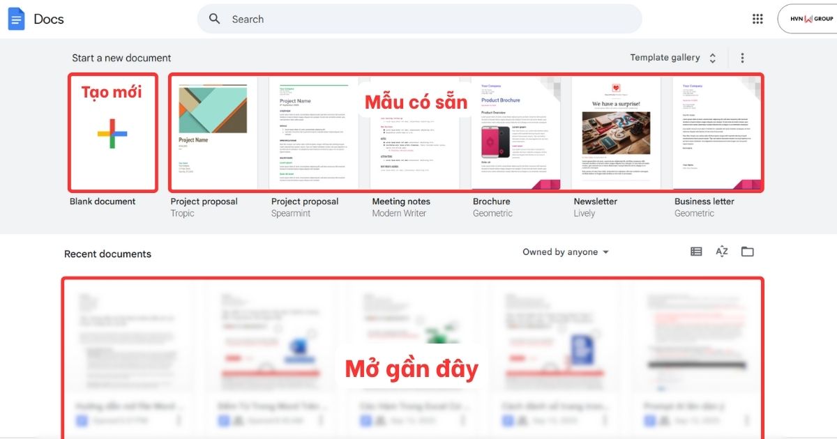 Cách tạo và mở file word online trên Docs
