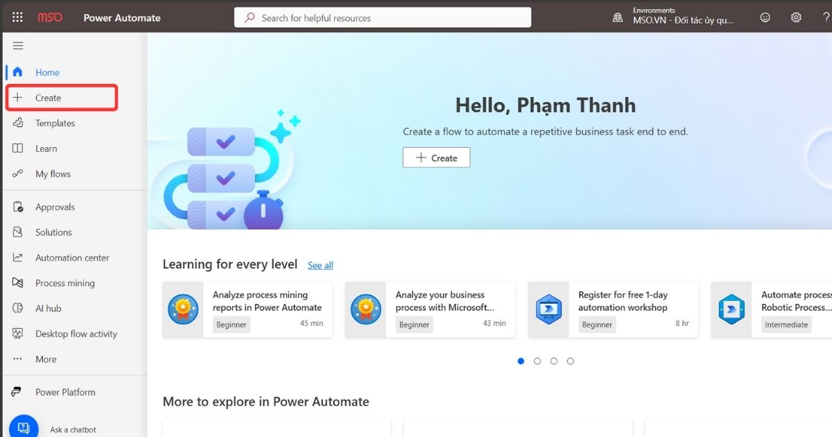 Tạo Flow tự động hóa công việc