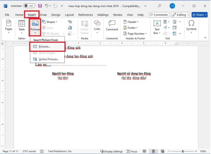 them chu ky vao hop dong 4 Bước chèn chữ ký viết tay trong Word