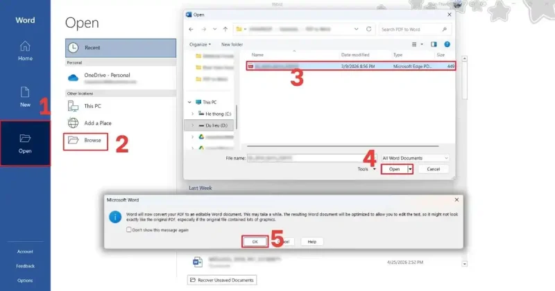Word Bị Lỗi Font Khi Chuyển PDF Sang Word Sử dụng Microsoft Word trực tiếp (PDF Reflow)