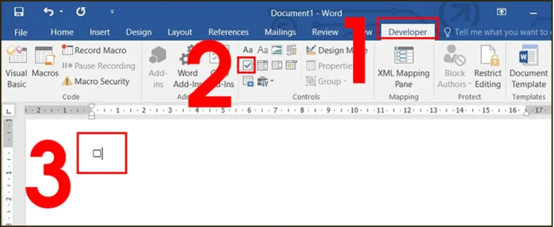 chen o checkbox Chèn ô tick (Check Box)