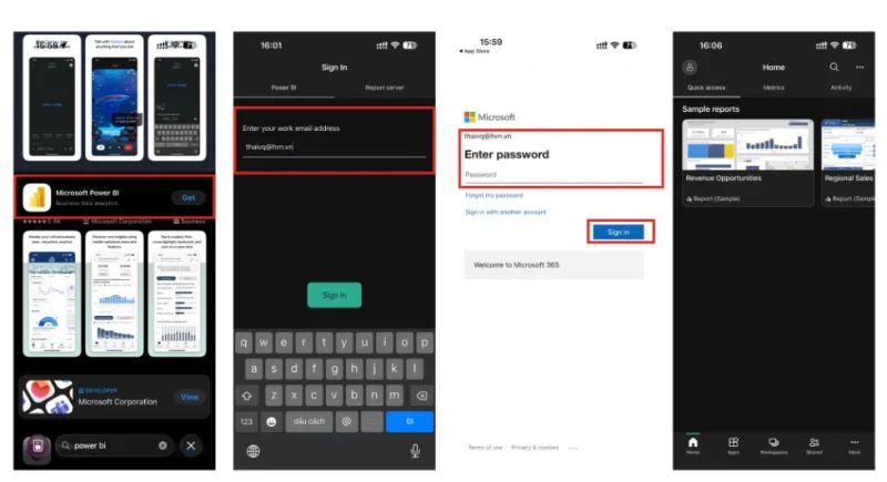 dang nhap Power BI tren Dt Các bước cài đặt Power BI trên điện thoại