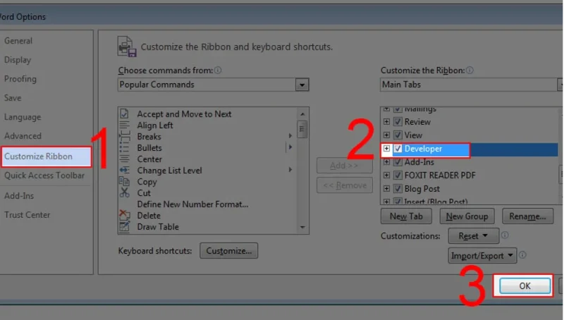 danh dau tick bang che do developer Kích hoạt tab Developer
