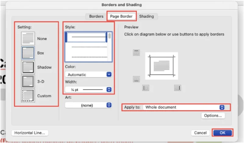 tao khung bia trong word bang page borders 2 Cách tạo khung bìa trong Word 365 bằng Page Borders