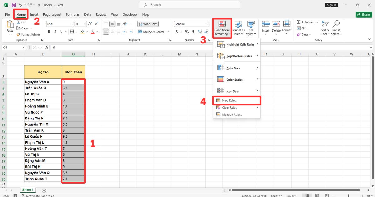 Tô màu có điều kiện trong Excel Thay đổi ô màu trong Excel theo điều kiện tùy chỉnh