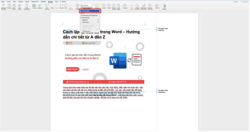 xoa comment 16 Ẩn comment khi in (giữ lại trong file)