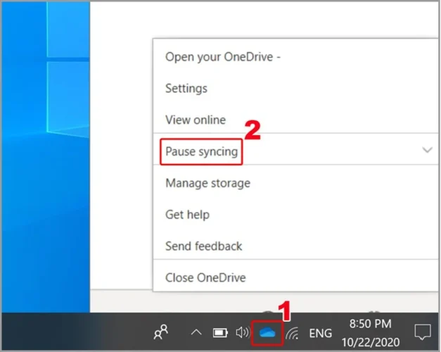 Bật chế độ tạm dừng đồng bộ OneDrive