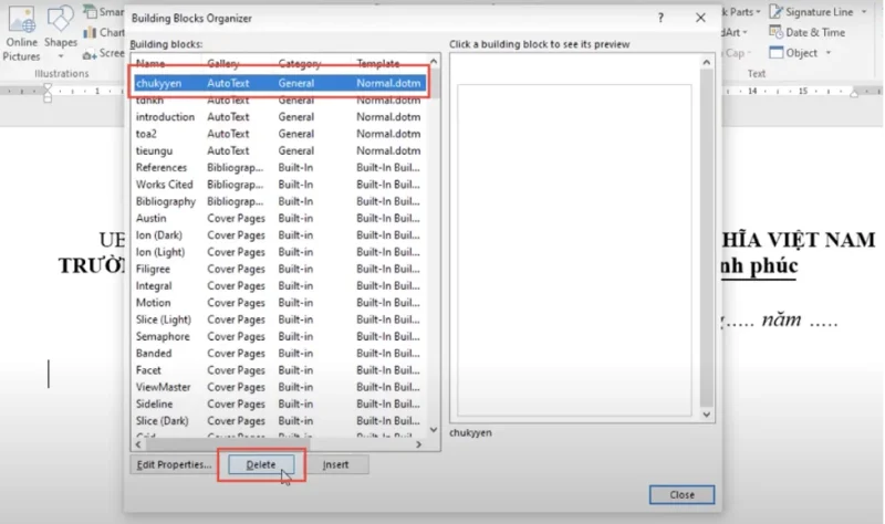 Cach chinh va xoa AutoText 4 Cách xóa AutoText