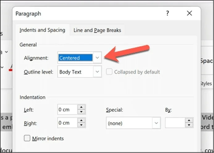Căn giữa ô trong Word bằng menu Paragraph Căn giữa ô trong Word bằng menu Paragraph