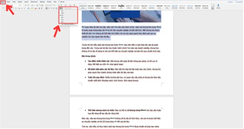 Home → Line and Paragraph Spacing Home → Line and Paragraph Spacing