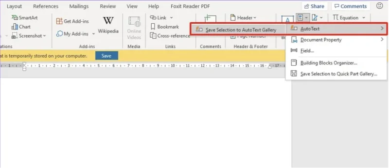 Huong dan cach tao AutoText trong Word Mở công cụ tạo AutoText