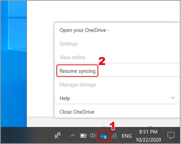 Bật chế độ tạm dừng đồng bộ OneDrive