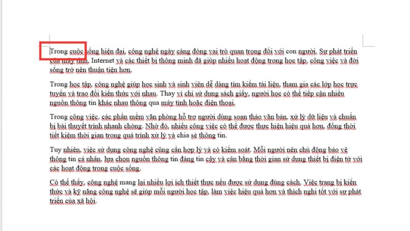Thụt đầu dòng bằng phím Tab