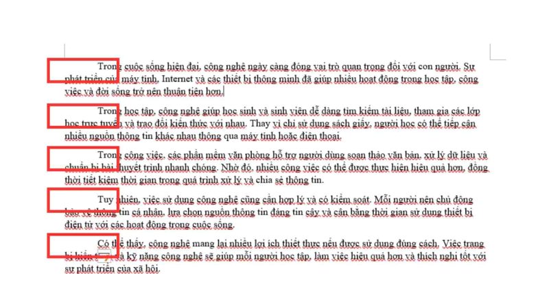 Thụt đầu dòng bằng phím Tab