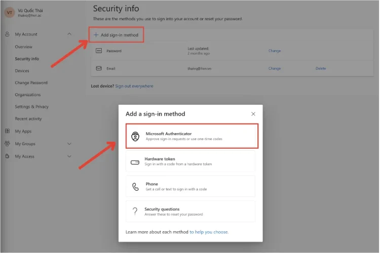 Xác minh tài khoản Microsoft bằng ứng dụng Authenticator