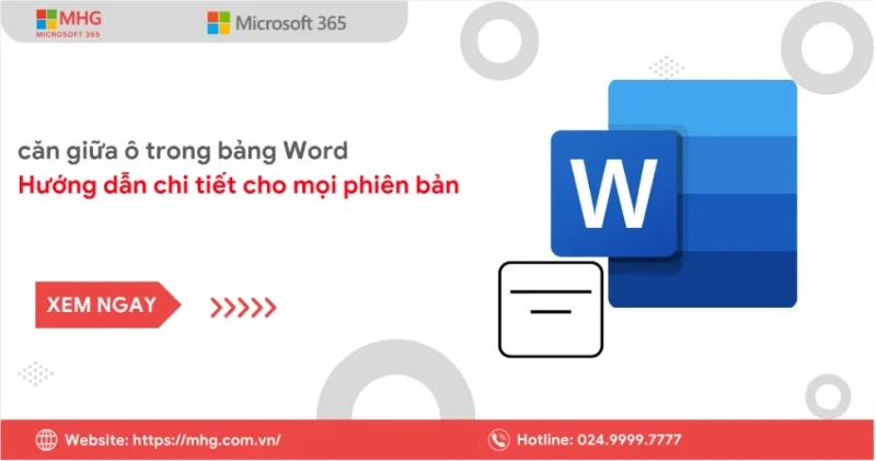 cach can giua o trong bang Word