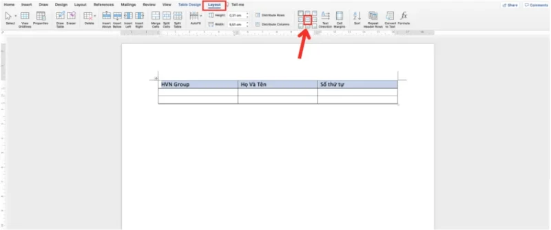 can giua o trong bang word bang thanh cong cu Cách căn giữa ô trong bảng Word bằng thanh công cụ