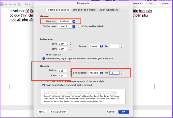 Thiết lập lại Paragraph chuẩn