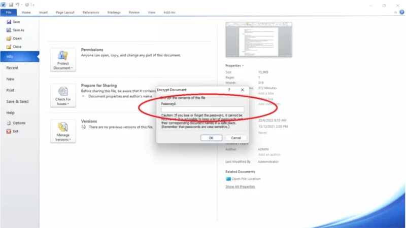Hướng dẫn cách đặt mật khẩu cho file Word 