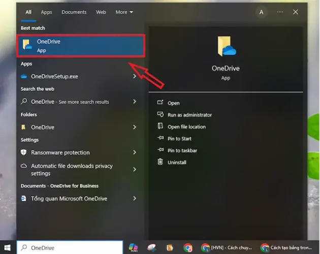 Thiết lập OneDrive ở vị trí mới