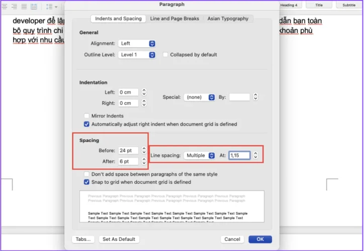 Paragraph spacing trong Word là gì?