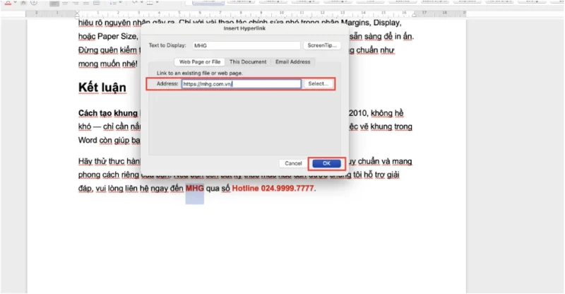 thu gon ban hyperlink 2 Cách thu gọn link trong Word bằng Hyperlink